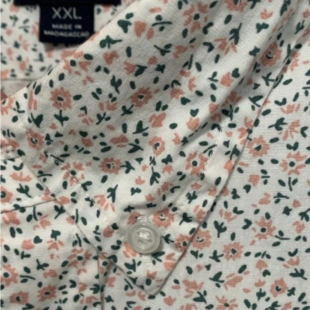 J. Crew Men's White Subtle Floral Button Up Shirt Slim Fit Size XXL 98% Cotton